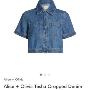 Alice + Olivia Indigo Short-Sleeve Denim Jacket